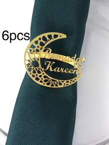 6个星月图案餐巾环，适用于节日派对餐桌装饰、宴会餐巾架 - 彩色 - 查看 10