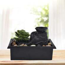 Adorno de fuente,.0 x 4.x 4.3 pulgadas, cascada suculenta, decoración del hogar, fuente de mesa con luz LED, fuente de agua de escritorio con de alimentación USB para decoración - 1 - Ver 8