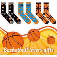 Coume 3 Pares de Calcetines Deportivos Divertidos para Fútbol ​ ​ baloncesto Fútbol ​ ​ voleibol Softbol ​ ​ para Videojuegos Regalos para Mujeres y Hombres(Estilo de Baloncesto,Naranja, Negro) - 1 - Ver 8