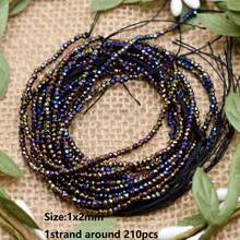 1 hebra de 210 piezas de cuentas de cristal facetadas de 1x2mm de color AB brillante, cuentas espaciadoras redondas de cristal para hacer joyas, hallazgos DIY, collares hechos a mano - Cuentas planas de 1x2 mm - Ver 23