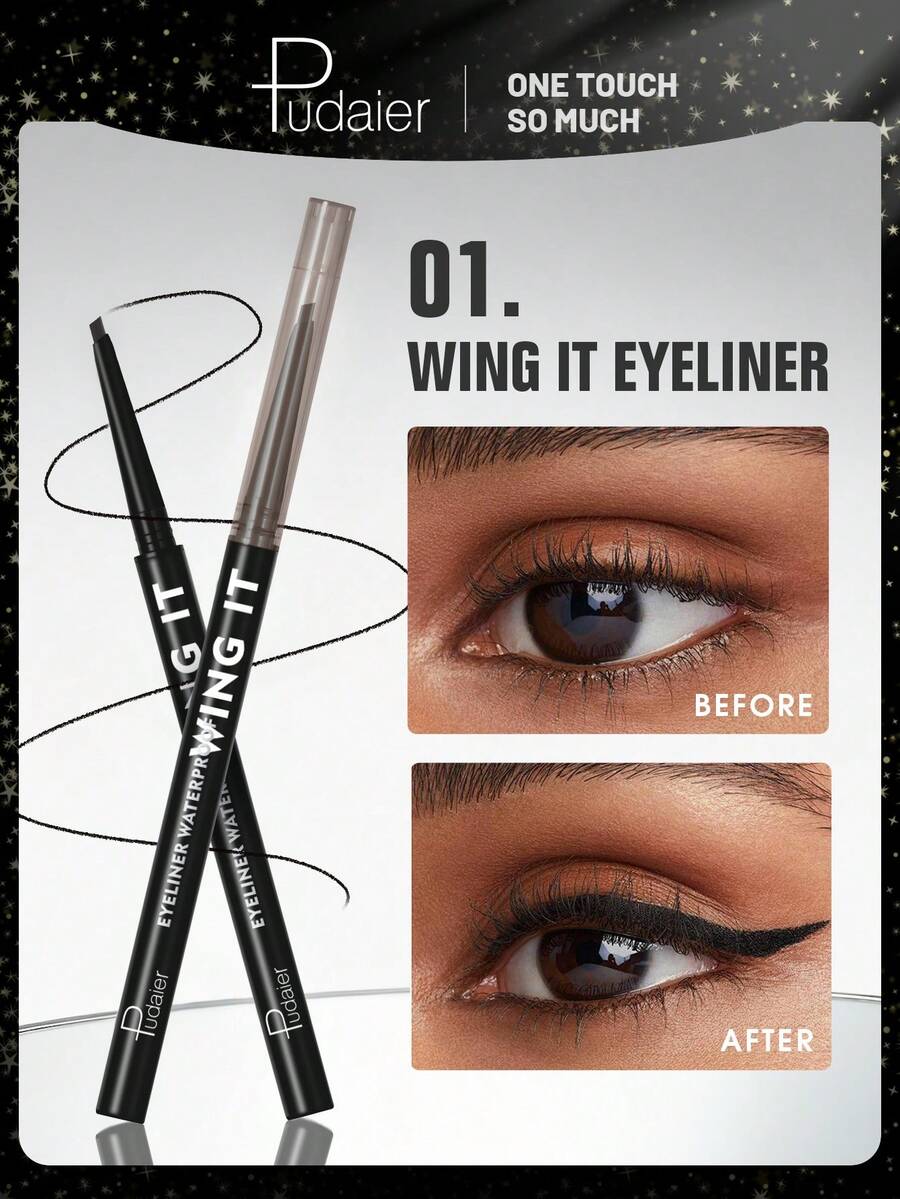 Pudaier 持久凝胶眼线笔 – 防水、防晕染、精准笔尖，打造浓郁眼妆 - 01 Black - 查看 1
