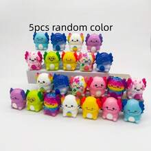 5PCS/10PCS/15PCS 迷你墨西哥钝口螈柔软玩具彩色蝾螈复活节派对礼品可爱柔软 PU 玩具手指挤压坐立不安感官玩具、复活节、墨西哥钝口螈、迷你玩具