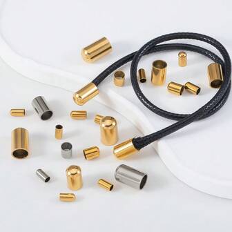 20pcs Stainless Steel Bucket Leather Cord Clasp, Gold Cord End Cap DIY Necklace Bracelet Jewelry Making Accessories