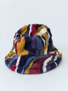 冬季毛绒绒渔夫帽，保暖舒适，适合女性秋季佩戴 - 彩色 - 查看 2