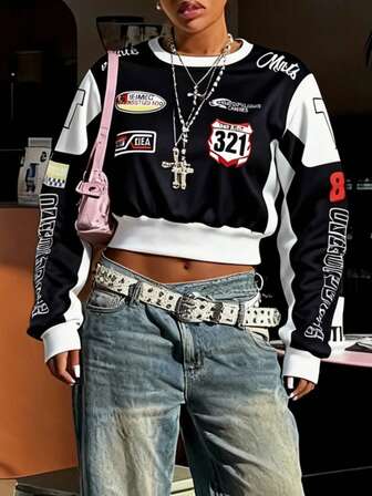 Blusa de manga larga de estilo vintage para salir de Akaily Fall para mujeres, blusas de manga larga, tops cortos, camisetas gráficas para mujeres, atuendos para volver a la escuela y conciertos para mujeres