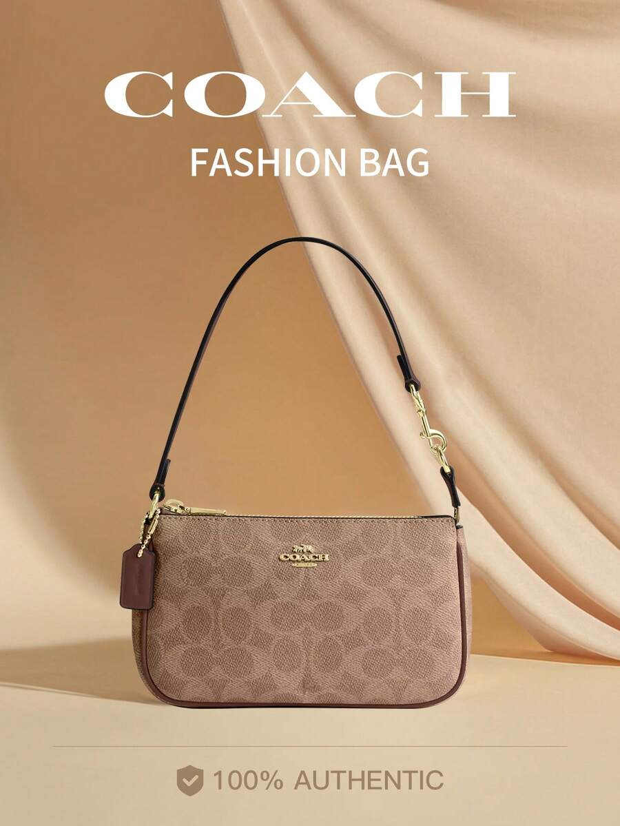 Coach Nolita 19 Leather Shoulder Bag Cute Hobo Bag for Women Small Clutch Handbag Purse Ladies' Classic Underarm Bag Wristlet Wallet with Zipper Clourse