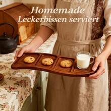 Rosewood Compartment Fruit Tray, Round Wooden Serving Platter, Solid Wood Dessert Plate, Multi-Functional Snack Tableware, Washable And Displayable Food Plate For Coffee, Tea, Cake, Cheese, Bread, Home And Kitchen Decor - Ideal For Gifts, Parties, Gatherings, Halloween, Christmas - Ginger - View 7