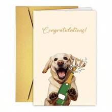 1 pieza Tarjeta de felicitaciones de boda de Labrador para pareja amante de los perros, regalo de felicitaciones de boda desde el perro, tarjeta de compromiso de Labrador linda, regalo de ducha nupcial para recién casados