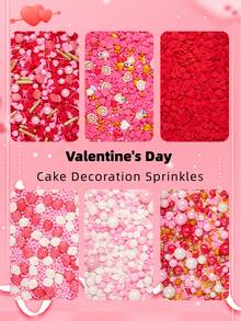 120克/4.2盎司，情人节蛋糕装饰糖屑混合装，可食用甜点装饰，心形、玫瑰形纸杯蛋糕、巧克力、马卡龙、甜甜圈，情人节主题派对装饰