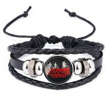 1pc Strange Stories Time Gem Bracelet Black Woven Leather Rope Bracelet Random Style, New Year's Gift, Valentine's Day Gift, Easter Gift - Multicolor - View 7