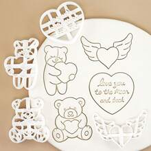 1个情人节饼干模具，卡通印章蛋糕饼干烘焙模具，心形钻石压花工具，饼干切割器，烘焙模具，适用于生日、情人节、母亲节、各种节日手工礼品模具