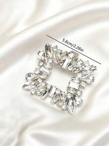 1pc Detachable Crystal Square Shoe Clip Accessory, Luxurious Elegant Shoe Buckle, Versatile For High Heels/Business Shoes/Wedding Shoes/Bags & Other Apparel - Silver - View 4