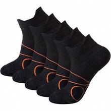 Calcetines de compresión para correr y hacer senderismo de corte bajo, a prueba de ampollas, resistentes al sudor y al olor, acolchados para hombres de Pauboland - Paquete de 5 negro - Ver 2