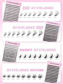240/120pcs Eyelash Extension Kit, DIY Eyelash Extension Set, Individual Lash Cluster Kit, D Curl Eyelash Extension Set, Includes Adhesive, Sealant And Eyelash Extension Tools, Suitable For Daily Use, Travel, Weddings, Dates, Parties, Holidays (For Beginners) - màu đen - Xem 7