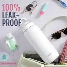 Ello Cooper - Botella de agua de acero inoxidable de 32 onzas con popote y asa de transporte, doble pared y metal aislado aspiradora, tapa de bloqueo a prueba de fugas con boquilla de silicona(0.7 Litros Salvia) - Multicolor - Ver 5