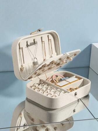 1pc Travel Jewelry Organizer Box, Portable PU Leather Jewelry Storage Case, Anti-Oxidation Jewelry Box Vanity Storage Container, Great Gift For Girlfriend, Valentine's Day, Mom, Women, Christmas, Thanksgiving, New Year