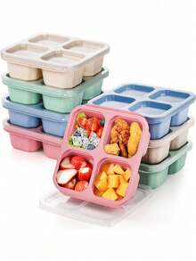 1 Set Caja de Almuerzo Reutilizable, Caja de Snacks, Contenedor de Almacenamiento de Alimentos de 4 Compartimentos, Caja Bento, Inodoro, Juego de Vajilla, Útiles Escolares, Artículos Esenciales de Cocina, Imprescindibles para Camping, Adecuado para Mezclar y Almacenar Alimentos, Adecuado para Compartir y Transportar Alimentos, Con Compartimentos para Snacks, Buen Sellado, Puede Almacenar Nueces, Caramelos, Snacks, Pasteles, Frutas, Refrigerable, Puede Usarse como Caja Bento, También Adecuado para Almacenamiento en Cocina, Microondas y Lavavajillas, Adecuado para Adultos, Estudiantes, Trabajadores de Oficina, Regalos de Navidad, Temporada de Regreso a la Escuela. - Multicolor - Ver 13