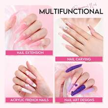 Acrylic Nail Kit ,Clear White Pink 28g*3 Acrylic Powder And 75ml Liquid Set Brush Forms Cuticle Oil Pen Top& Base Coat Tools Manicure Nails Kit Acrylics Set For Beginners Gifts DIY Salon Home - Bộ móng Acrylic - Xem 11