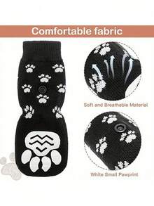 4 Pieces Non-Slip Dog Socks, Soft Adjustable Pet Paw Protectors, Dog Shoes, Pet Shoes, Dog And Socks, Double-Sided Indoor Outdoor Non-Slip Pet Paw Protectors, Suitable Small, Medium And Large Dogs, Breathable Accessories To Cover Dog Paws Outdoors, Black - màu đen - Xem 8