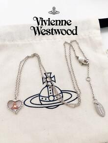Vivienne Westwood 1pc Petra Pendant Brass Necklace, Fashionable & Elegant Heart-Shaped Pendant