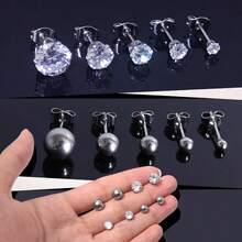 10 Pairs Surgical Stainless Steel Stud Earrings Set For Women Men Hypoallergenic Cubic Zirconia And Ball Earrings Studs For Multiple Piercing - như hình ảnh - Xem 5