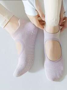 1/3/5双装女士瑜伽袜，透气网眼防滑专业普拉提健身运动踝袜，带硅胶防滑条，夏季款 - 彩色 - 查看 2