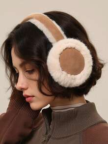 1pc Foldable Women Ear Muffs, Multiple Colors Available, Warm And Windproof, Suitable For Outdoor Wear In Winter, Melody Ear Muffs, Holiday Gift, Also Suitable For Autumn Daily Wear - Khaki - View 3