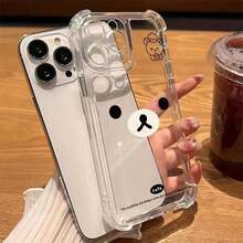 Rilakkuma Bear Cute Phone Case For  16 15 14 13 12 11 Pro Max X XR Xsmax 8 7 Plus, Anti-Fall Transparent Soft Back Cover - Estilo 1 (1 pieza) - Ver 3