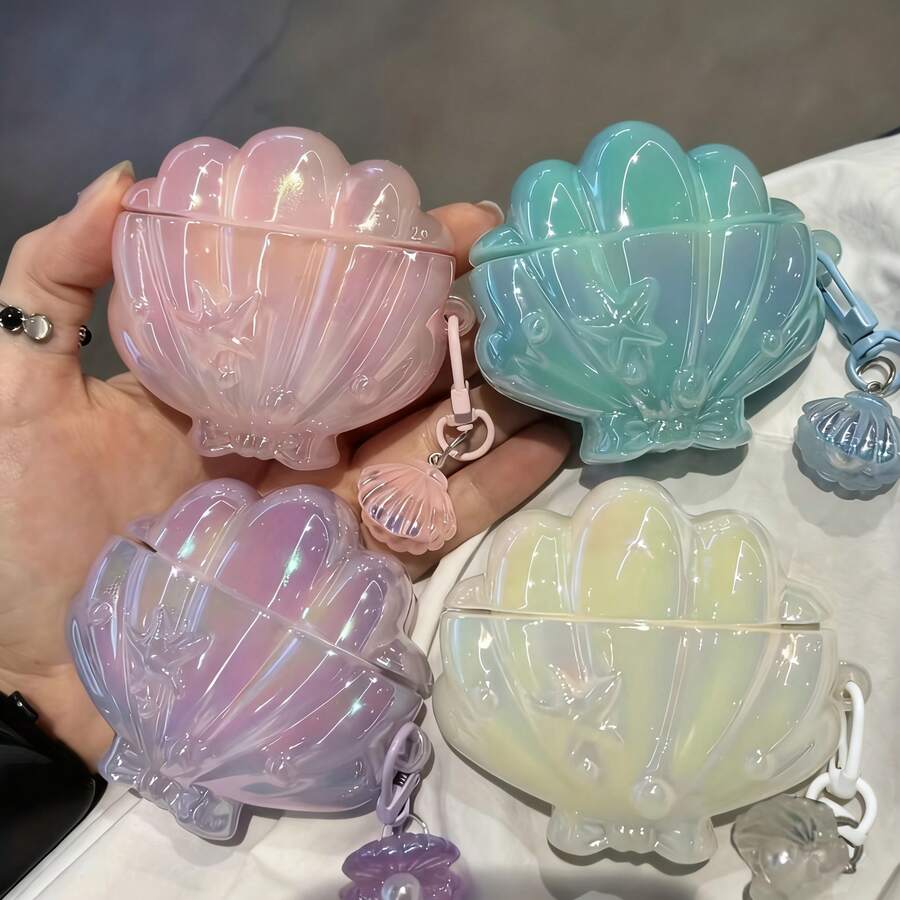 Ốp tai nghe không dây màu xanh bóng mới, tương thích với 4/3/2/1, vỏ bảo vệ kiêm hộp sạc mềm cho Pro 2/Pro 3, ốp tai nghe cao cấp độc đáo, ốp bảo vệ tai nghe màu tím laser sáng tạo. - Hồng - Xem 1