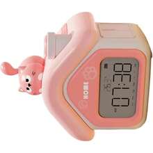 Reloj despertador de dibujos animados para nios, con forma de casa y luz nocturna, 3 alarmas, pantalla de temperatura, recargable por, para mesitas de noche, reloj despertador - A - Ver 10