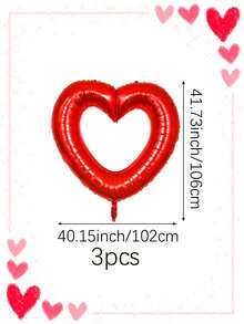 1/3个42英寸空心心形铝箔气球，巨型红色/粉色心形气球，适用于生日派对、婚礼、订婚、周年纪念、新娘送礼会、拍照、情人节浪漫装饰、心连心气球装饰 - 彩色 - 查看 2