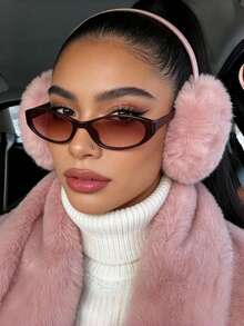 1 Pair Retro Small Oval Black Y2K Fashion Glasses, Unisex, Plastic Classic Style | Suitable For Outdoor Travel, Beach Vacation And Daily Wear - 漸層 - 查看 5