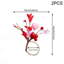 2/4 pièces Anneau de serviette pour la Saint-Valentin, couronne de décoration de table en forme de cœur et de fleurs roses pour la Saint-Valentin, convient pour la Saint-Valentin, l'anniversaire et la décoration de mariage - Multicolore - Voir 2