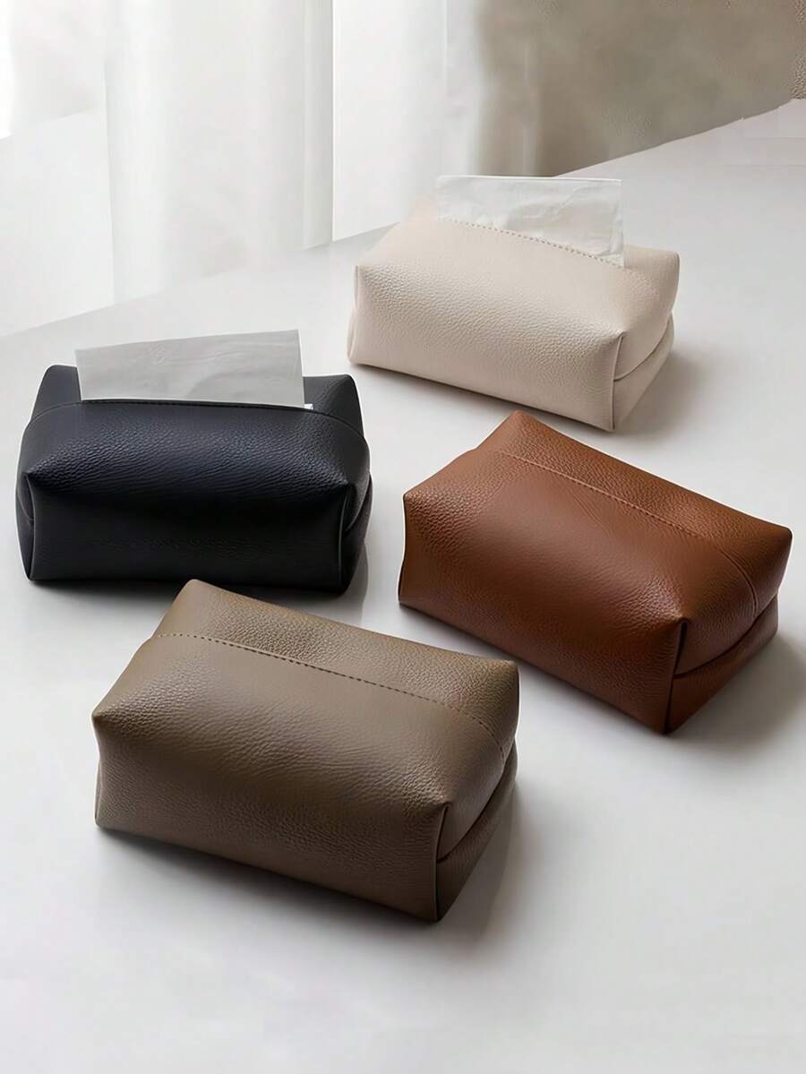 超大号PU皮革长方形纸巾盒套，底部带绑带，防水，适用于厨房、浴室，现代装饰餐巾纸分配器，一次性纸巾盒，纸巾盒架，适用于书桌、梳妆台、床头柜、客厅、酒店、办公室、书桌、汽车等家居空间。