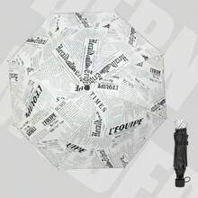 1pc Fully Automatic Newspaper Umbrella, Black Coating UV Protection Sun Umbrella, Dual Use Umbrella, 3-Fold Umbrella, Unisex Rain Umbrella
