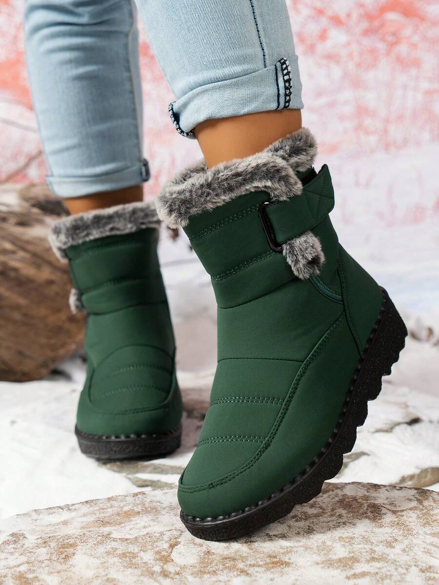 FZY 2026 Winter New Mid-Calf Boots, Non-Slip Winter Women's Snow Boots - Thick-Soled Women's Mid-Calf Snow Boots, Lightweight And Shock-Absorbing Outdoor Sports Boots - Leather Boots With Fur Lining, Warm And Insulated Winter Snow Boots, Suitable For Outdoor And Casual Winter Women's Boots, Available In Multiple Colors, Perfect For Holiday Occasions. Suitable For Romantic Dates, Elegant Business Attire, And Casual Wear, Making A Perfect Holiday Surprise Gift. Valentine's Day Romantic Charm Avant-Garde Elongated Women's Boots, Easter Outing Casual Women's Shoes. - 綠色 - 查看 1