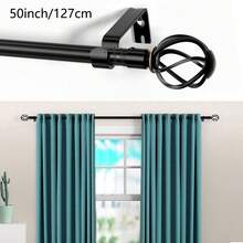 Classic Simple Curtain Rod, Fits 28-144 Inch Windows, Black Iron Curtain Rod Bracket Accessory Set, 5/8 Inch Decorative Curtain Rod, Hollow Decorative Finials, Easy Installation, Suitable For Home Bedroom, Kitchen, Living Room And Outdoor Patio - Black - View 9