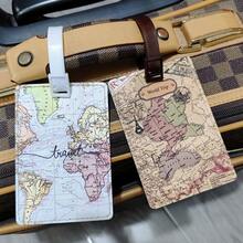 Creative World Map Pattern Luggage Tag, High-Quality Travel Accessory, Luggage Tag, PU Leather Label, Boarding Pass, Name ID Tag With Privacy Cover, Portable Boarding Pass Suitcase Tag Card Holder Name Tag For Luggage Waterproof Airplane Vacation Travel Accessories Holiday Essential Summer Travel Essentials - Multicolor - View 13