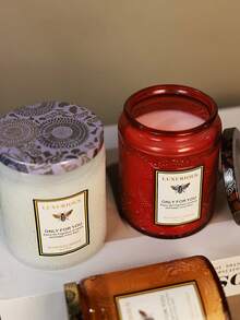 1 pieza Vela de cristal grabada, vela con taza con girasol en relieve, vela perfumada, vela decorativa, vela de cera de soja, regalo para la mejor amiga, regalo para ella, vela para decoración del hogar - Multicolor - Ver 3