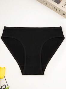 5pcs Women Black Seamless Plain Minimalist High Elastic Skin-Friendly Breathable No-Trace Fresh Triangle Panties - Black - View 5