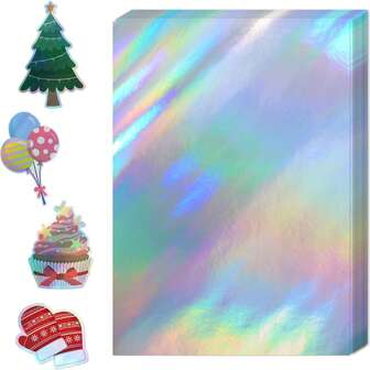 10pcs Holographic Sticker Paper, Holographic Laminated Sheets, A4 Size Transparent Vinyl Sticker Rainbow Covering Paper, 11.7 X 8.3 Inches