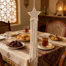 编织挂毯，捕梦网，手工吊坠，家居墙饰，星月装饰，挂布 - 杏色 - 查看 4