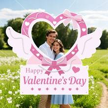 1 set di cornici portafoto a forma di cuore e fiore di rosa con decorazioni di diamanti per la festa di San Valentino, per uso interno ed esterno - Multicolore - Visualizzare 10