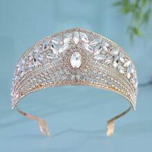1pc Shiny Metallic Palace Style Zinc Alloy Accessory, All Season, Head Accessories, Bride To Be, Crown, Tiara