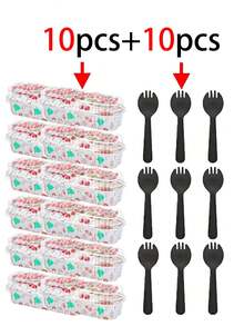 50/25 Packs Christmas Mini Cake Pans Mini Loaf Pans With Lids And Spoons, 6.8Oz Aluminum Foil Pans Tins, Individual Dessert Cups Containers For Party, Picnics - Rectangle - View 8