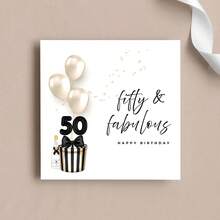50th Birthday Card | 50 And Fabulous | Black And White | Fiftieth Birthday | Milestone Cards | Greetings Cards - Multicolor - View 5