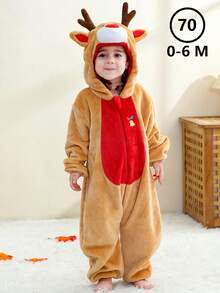 MICHLEY 1Pc Baby Autumn Winter Long With Double Zipper Cartoon Sleeping Bag Elk/Shark/One-Horned Dragon/Leopard Cute Comfortable With Hat Unisex Baby Supplies Suitable For Indoor Outdoor Halloween Christmas Festival Wear