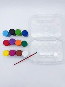 12 Colors X 25ml/0.84oz Art Set, With 1 Paintbrush, Acrylic Paint Set In Box, Suitable For Art Creation, Handmade Coloring, Wall Painting Etc. With Storage Box - 12 Colors - View 4
