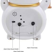 Reloj Chino con Forma de Gato de la Suerte, Bonito Despertador con Forma de Gato de Dibujos Animados, Movimiento de Cuarzo Incorporado, Despertador con Forma de Gato de la Suerte - YF2025B + BLANCO - Ver 4