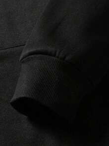 Men's Letter Print Drawstring Hoodie For Autumn - Black - View 3